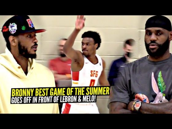 Bronny James went off in front of LeBron and Carmelo Anthony