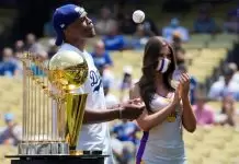 Russell Westbrook visited Dodger Stadium to throw first pitch