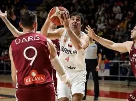 Serbia survives late thriller vs Latvia in 2023 FIBA Basketball World Cup Qualifiers opener Milos Teodosic Serbia Latvia