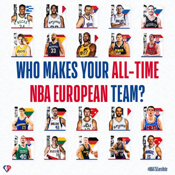 NBA 75 Euro Vote: All-Time NBA European First and Second Team Voting Now Open!