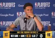 Klay Thompson reacts to missing two crucial free-throws in Game 1 vs. Grizzlies