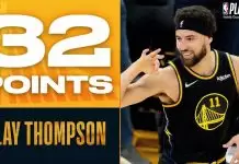Klay Thompson reacts to reaching his 6th NBA Finals