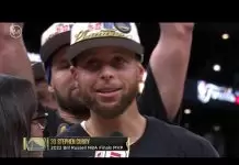 Steph Curry reacts hilariously to reporter asking about his first Finals MVP