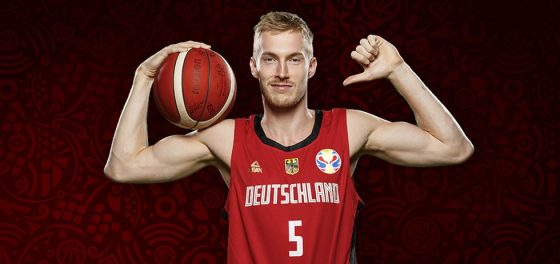 Niels Giffey reacts to winning bronze with Germany at EuroBasket