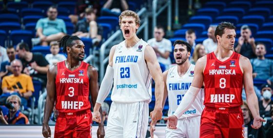 Edon Maxhuni reacts to Finland making the EuroBasket quarter-finals