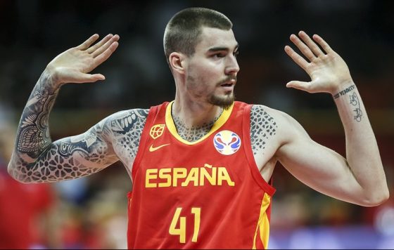 Juancho Hernangomez reacts to reaching the EuroBasket 2022 final