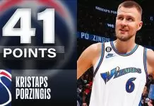 Wizards’ locker room celebrates Kristaps Porzingis career-high (VIDEO)