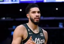 Jayson Tatum reacts to getting his own shoe with Jordan Brand