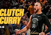 LeBron James reacts to Steph Curry going off vs. Bucks