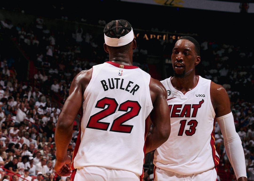 Bam Adebayo reacts to Jimmy Butler guaranteeing Heat Game 6 win ...