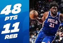 MVP Joel Embiid drops 48 points as 76ers win scoring race vs. Wizards