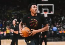 Scottie Barnes reacts to Raptors win over Suns
