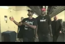 Dirk Nowitzki reacts to LeBron and D-Wade’s fake cough mocking him during 2011 NBA Finals