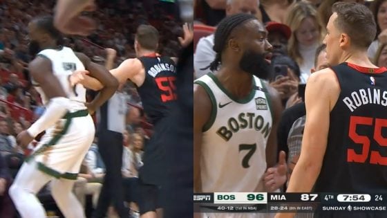 Duncan Robinson, Jaylen Brown address scuffle leading to flagrant foul
