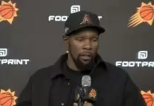 Kevin Durant reacts to Isaiah Stewart punching Drew Eubanks