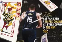 Nikola Jokic reacts to achieving triple-double against every NBA team