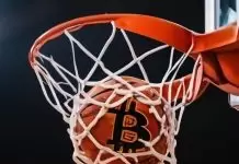 A Basketball with a Bitcoin Symbol Going into a Hoop