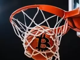 A Basketball with a Bitcoin Symbol Going into a Hoop
