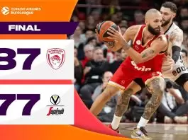 Vezenkov powers Olympiacos past Virtus in thriller