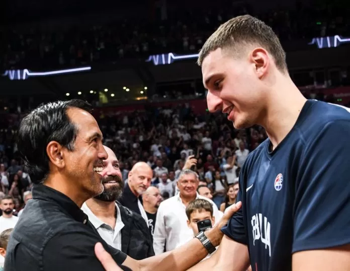 Erik Spoelstra and Nikola Jovic
