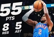 SGA drops career-high 55 as Thunder survive double overtime against Pacers