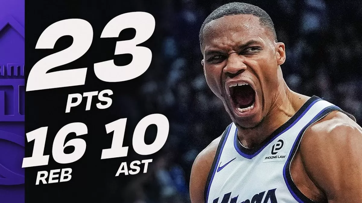 Vintage Westbrook delivers 204th triple-double as Kings top Warriors