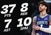 Ball hits career-high 10 threes, scores 37 as Hornets rout Wizards