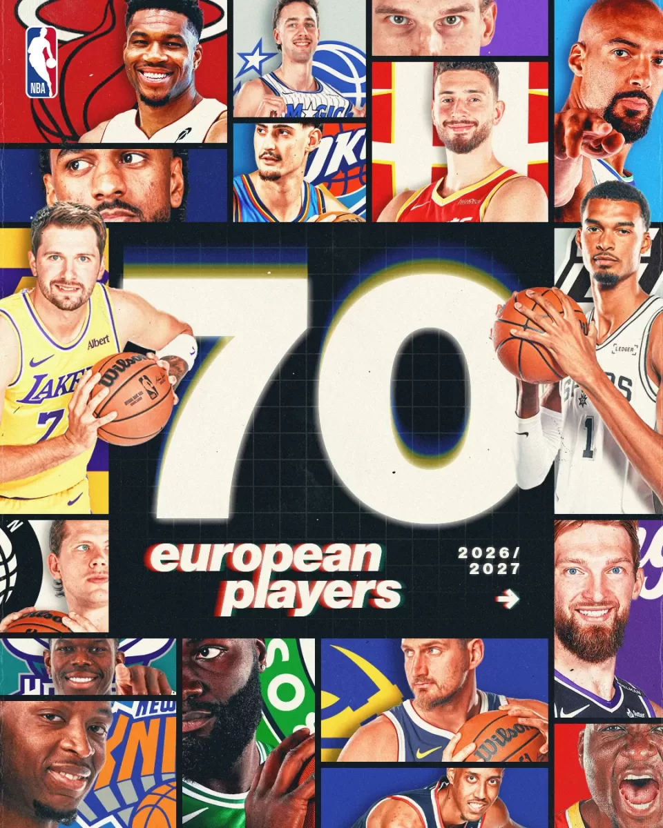 NBA rosters feature 125 international players from record-tying 43 countries across six continents